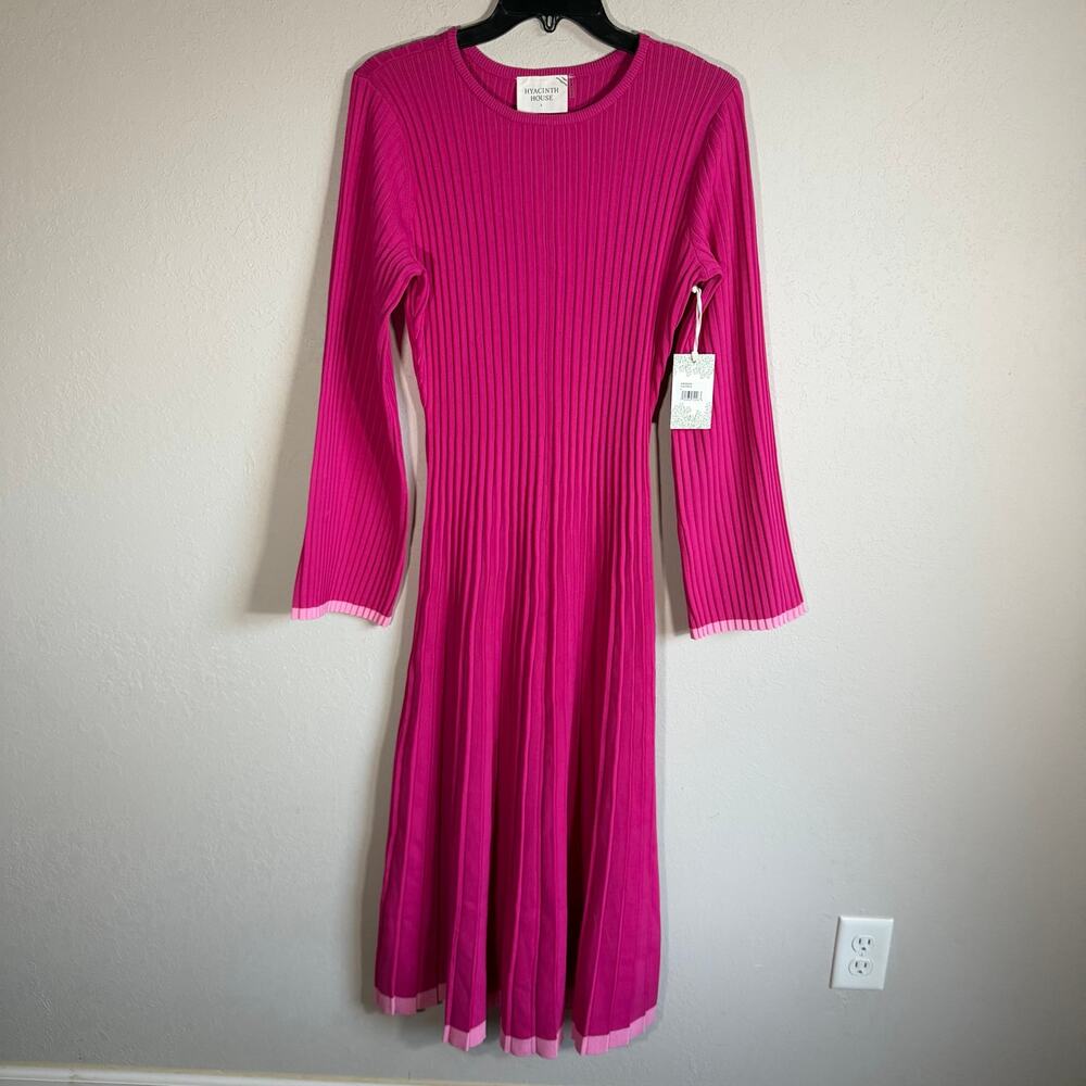 NWT Hyacinth House Fuchsia Ribbed Midi Dress